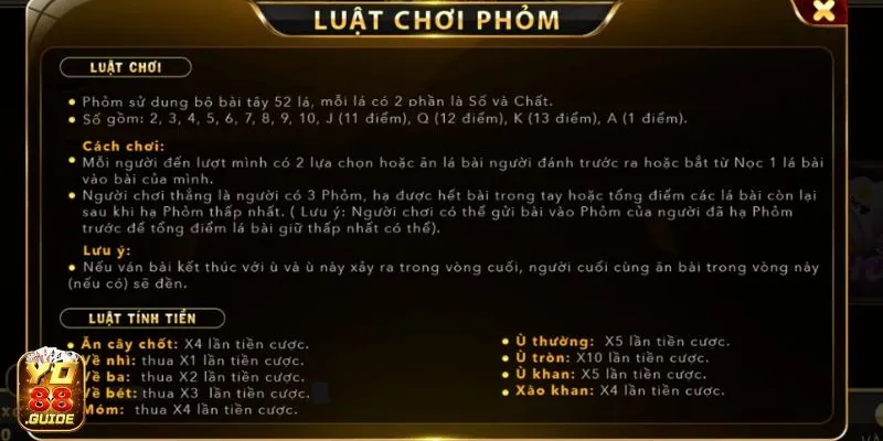 Luật chơi Phỏm hay tại cổng game Yo88 