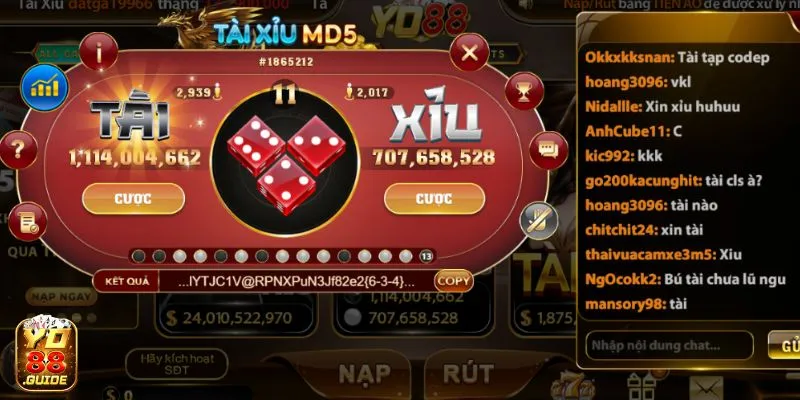 Tài Xỉu MD5 cực đông người chơi tại Yo88 